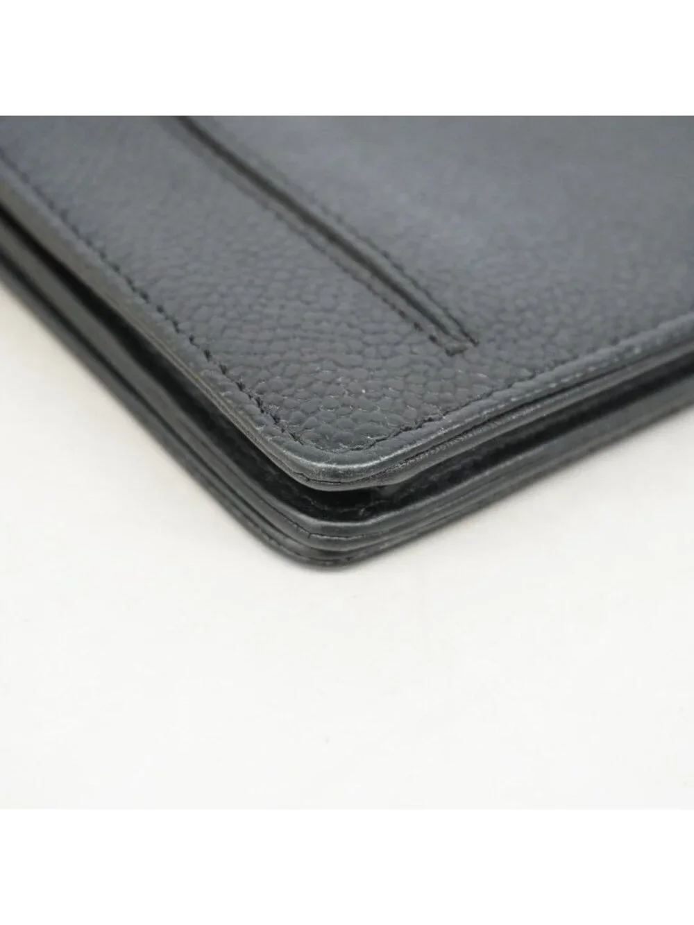 Chanel Shoulder Wallet Caviar Leather Black Gold